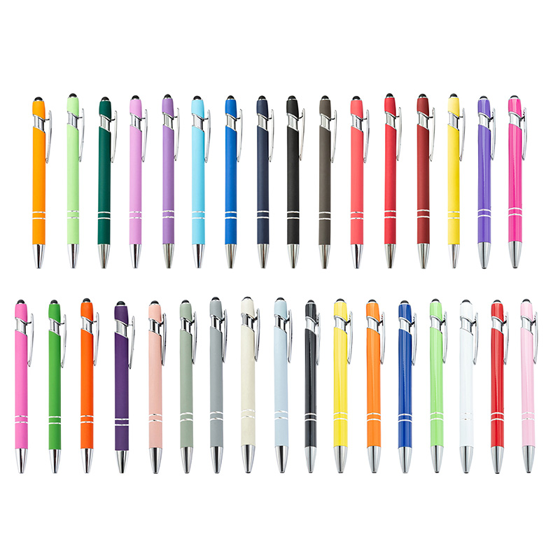 Promotional 2 in 1 Customized Ballpoint Pen Multi-Colored Luxury Metal Stylus Ba