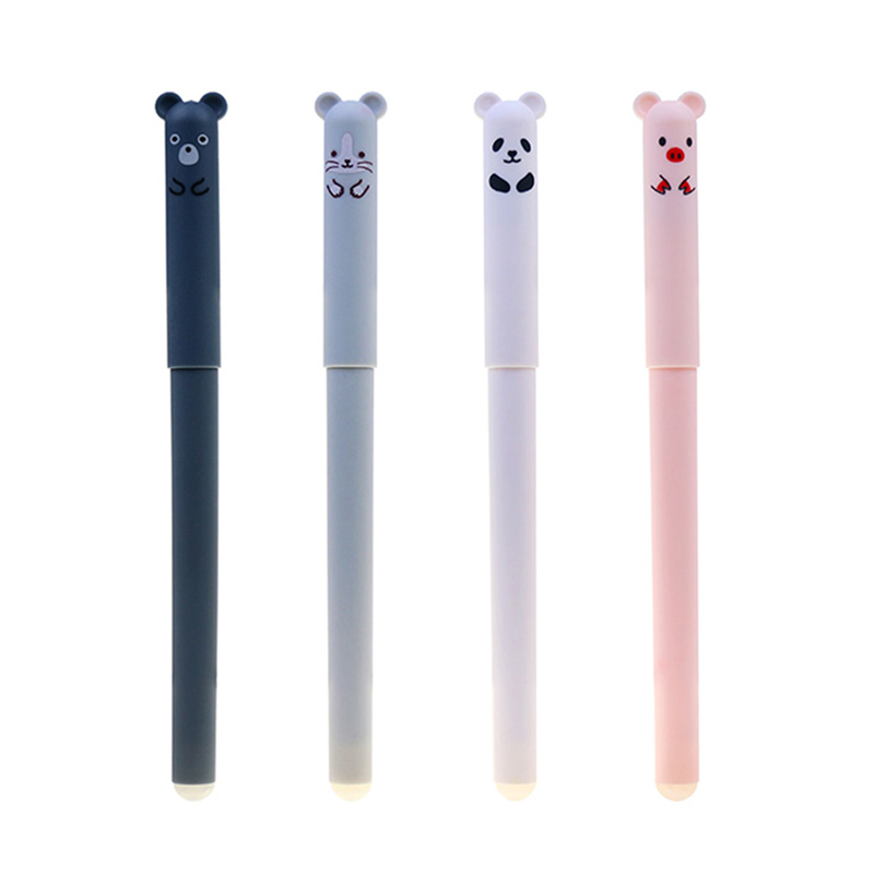Hot Selling Cute 0.38mm Blue Black Gel Ink Pen Easy Erase Neutral Pen Cartoon Pl