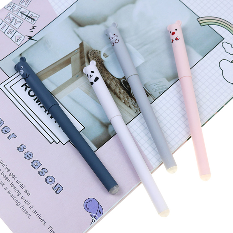 Hot Selling Cute 0.38mm Blue Black Gel Ink Pen Easy Erase Neutral Pen Cartoon Pl