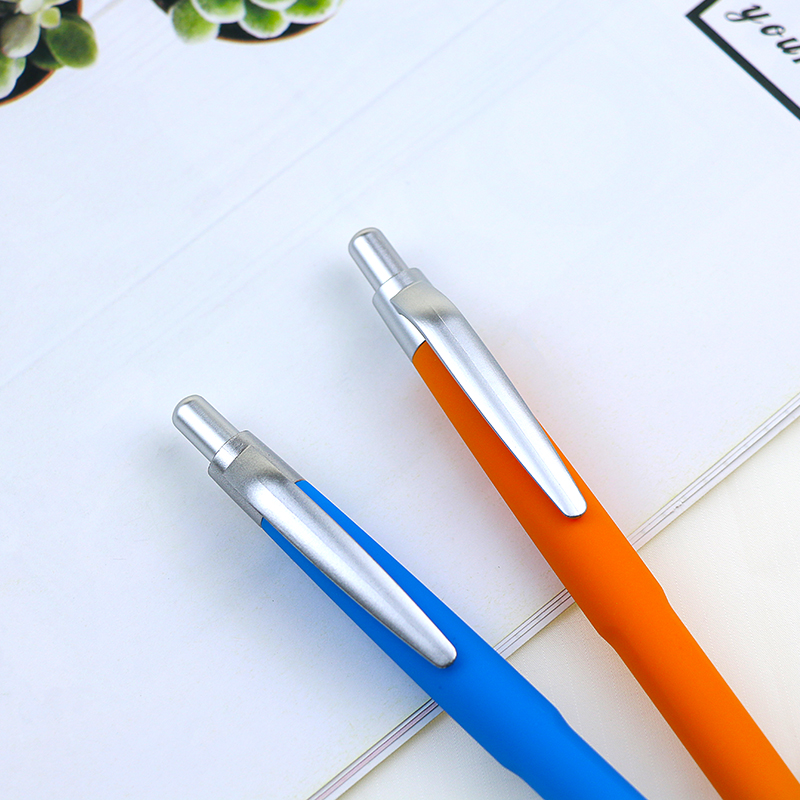 Promotional Multi Color Advertising Ballpoint Pen Rubber Coated Plastic Click Ba