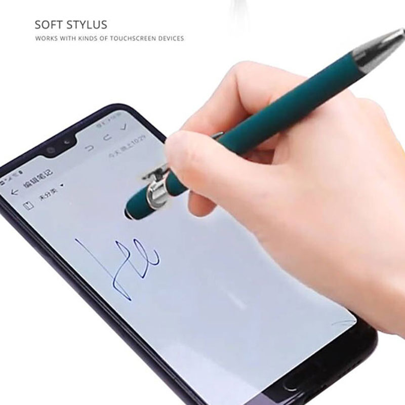Promotional 2 in 1 Customized Ballpoint Pen Multi-Colored Luxury Metal Stylus Ba