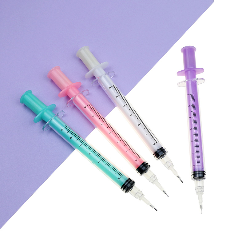 New Model Creative Luminous Syringe Shape Gel Ink Pens Colorful Neutral Pen Cute
