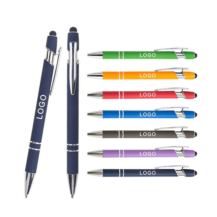 Promotional 2 in 1 Customized Ballpoint Pen Multi-Colored Luxury Metal Stylus Ba