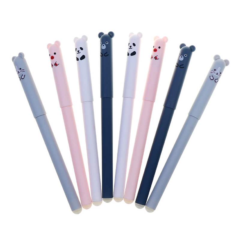 Hot Selling Cute 0.38mm Blue Black Gel Ink Pen Easy Erase Neutral Pen Cartoon Pl