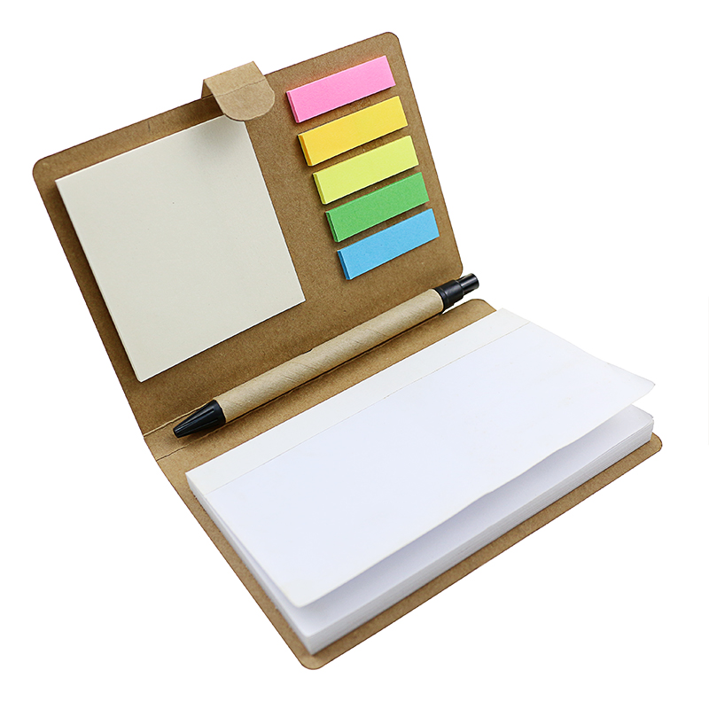Wholesale Custom Kraft Cover Notebooks Mini Memo Pad With Sticky Notes and Ball 