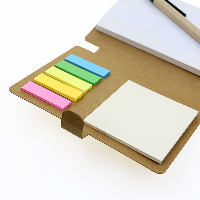 Wholesale Custom Kraft Cover Notebooks Mini Memo Pad With Sticky Notes and Ball 