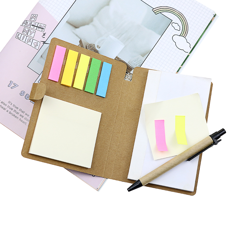 Wholesale Custom Kraft Cover Notebooks Mini Memo Pad With Sticky Notes and Ball 